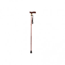 Extendable Plastic Handled Walking Stick with Engraved Pattern (Colour Brown)