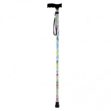 Extendable wooden handled walking stick with floral pattern (Design Floral)