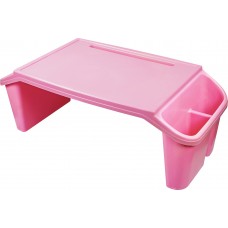 Plastic Bed Tray with Side Storage (Col. Pink)