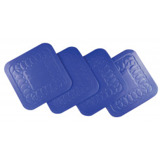 Anti Slip Silicone Rubber Square Coaster (Pack of 4) - Colour Blue