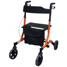Deluxe Ultra Lightweight Folding 4 Wheeled Rollator - Orange
